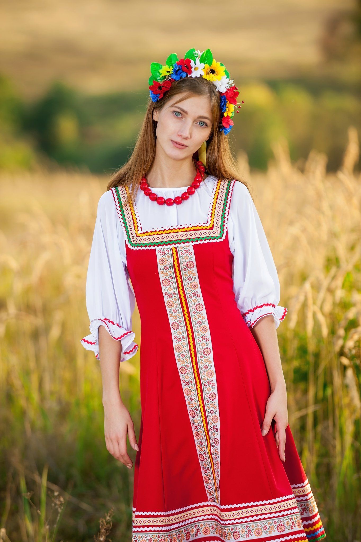 Women in Slavic costumes in Yushu