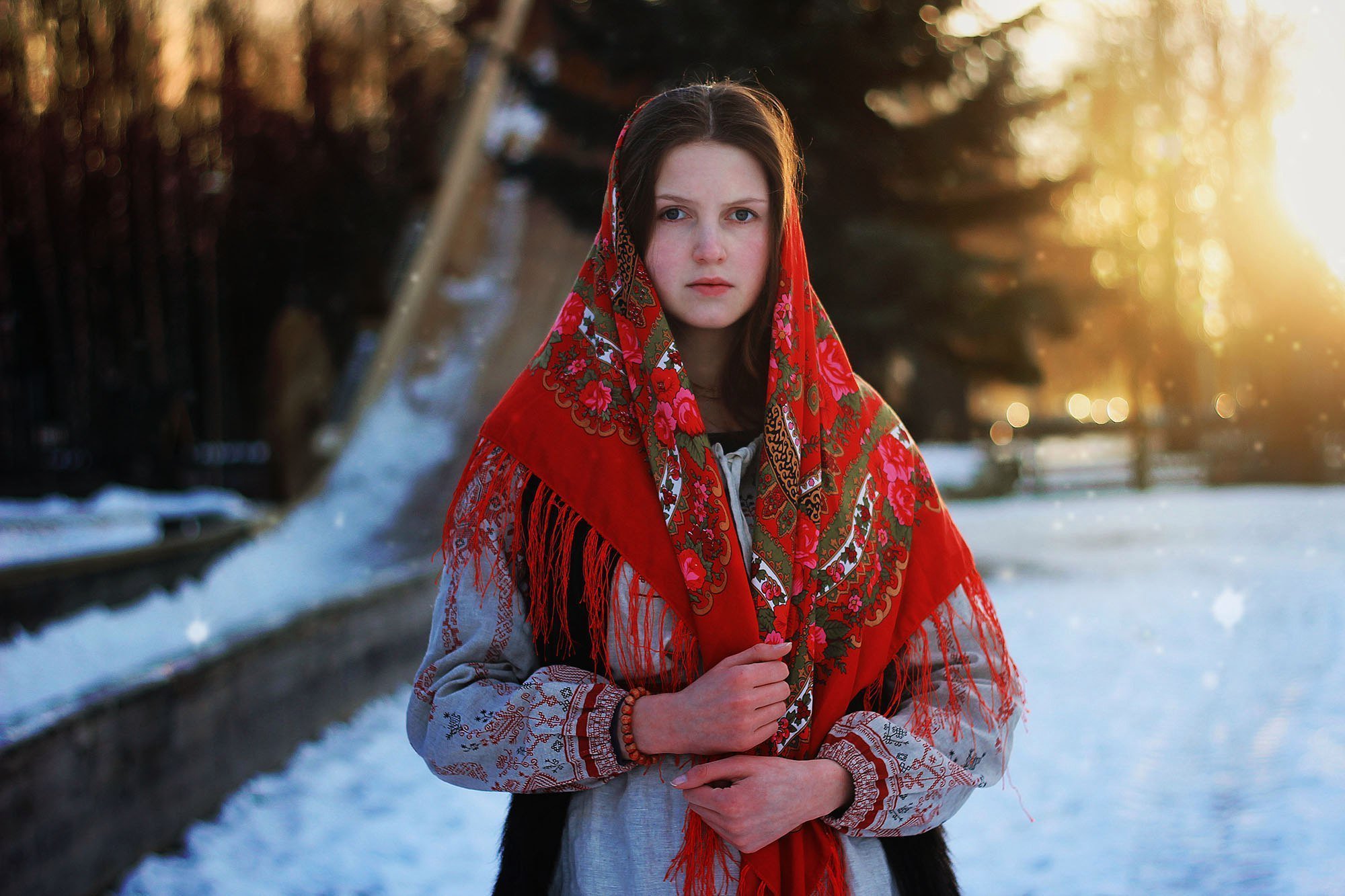Girls in Slavic costumes in Yushu